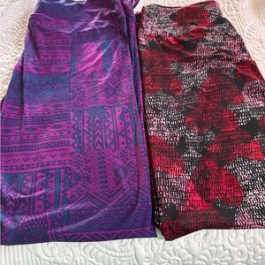 LuLaRoe Purple and Red Patterned Leggings